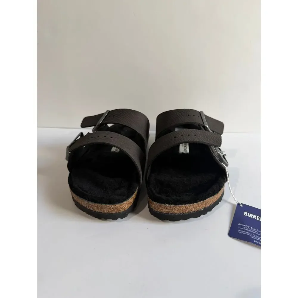 Birkenstock Arizona BS Shearling Lined Slides Desert Dust BLACK Sz EU 41 NARROW